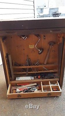 Antique Vintage Stanley Tool Chest No 851 Box Roll Top Oak Cabinet