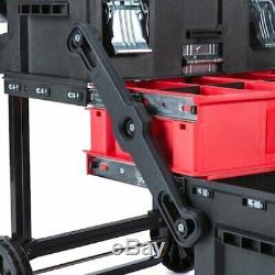 1-Drawer Red Rolling Workshop Plastic Metal Wheeled Lockable Tool Box 22 inch
