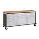 11 Drawer Rolling Tool Chest Workbench 2-door Wood Top Tool Storage Cabinet