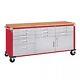 11 Drawer Rolling Tool Chest Workbench Wood Top 2-door Tool Storage Cabinet New