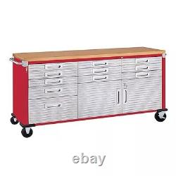 11 Drawer Rolling Tool Chest Workbench Wood Top 2-Door Tool Storage Cabinet New