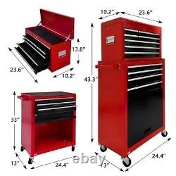 13 Drawers Rolling Tool Chest 3-in-1 Tool Box Organizer Lockable Wheels Sliding