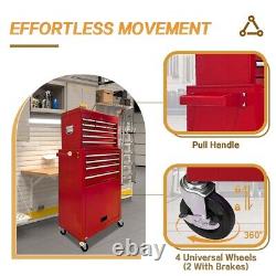 13 Drawers Rolling Tool Chest Toolbox with Wheels Detachable Sliding Lock Hooks