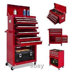 13 Drawers Rolling Tool Chest Toolbox with Wheels Detachable Sliding Lock Hooks