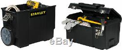 2-IN-1 Portable Tool Box Organizer Rolling Cart Toolbox Mobile Chest Wheels