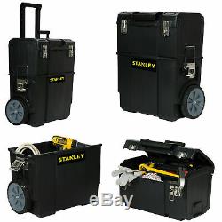2-IN-1 Portable Tool Box Organizer Rolling Cart Toolbox Mobile Chest Wheels