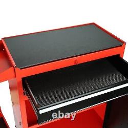 2 In 1 Iron Rolling Chest Cabinet Storage Tool box Cart 5 Drawers& Rubber Wheel