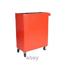 2 In 1 Iron Rolling Chest Cabinet Storage Tool box Cart 5 Drawers& Rubber Wheel