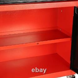 2 In 1 Iron Rolling Chest Cabinet Storage Tool box Cart 5 Drawers& Rubber Wheel