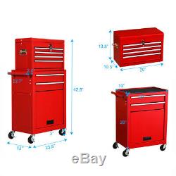 2 PCS Rolling Cabinet Storage Chest Box Garage Tool Box Organizer with 6 Drawers