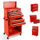 2 In 1 8-drawer Tool Chest Steel Storage Cabinet Rolling Lockable Tool Box Red
