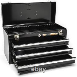 2 in 1 Rolling 20 Tool Box Organizer Chest with 3 Sliding Steel Drawer Durable US