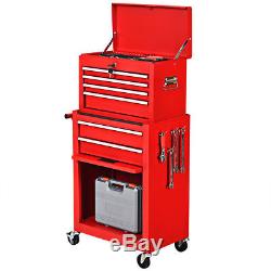 2 in 1 Rolling Cabinet Storage Chest Box Garage Toolbox Organizer with 6 Drawers