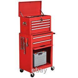 2 in 1 Rolling Cabinet Storage Chest Box Garage Toolbox Organizer with 6 Drawers
