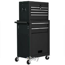 2 in 1 Rolling Tool Box Cabinet Storage Chest Box Garage Toolbox Organizer Black