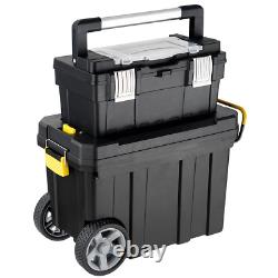 2 in 1 Rolling Tool Box Chest Set Portable Storage Organizer Cart with Wheels