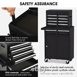 2 in 1 Rolling Tool Box Organizer Tool Chest with 5 Sliding Drawer Durable
