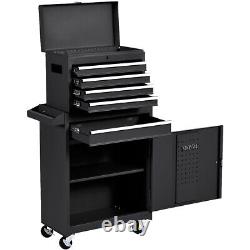 2 in 1 Rolling Tool Box Organizer Tool Chest with 5 Sliding Drawer Durable