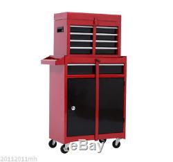 2-in-1 Rolling Tool Cart Wheeled Storage Cabinet Organizer Garage Tool Box