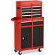 2 In 1 Tool Chest & Cabinet With 5 Sliding Drawers Rolling Garage Box Organizer