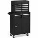 2 In 1 Tool Chest & Cabinet With Sliding Drawers Rolling Garage Organizer Black