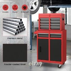2-in-1 Tool Storage Cabinet Tool Box Rolling Detachable With Lockable Drawers
