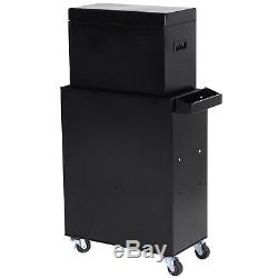 2 in 1 Top Chest Rolling Tool Storage Box Cabinet 4 Drawers with Pegboard, Black