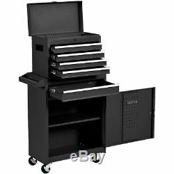 2 in 1 Utility Rolling Tool Organize Cabinet Box Tool Chest Sliding Drawer Black
