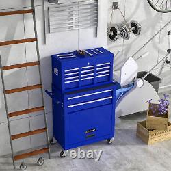 20 in. Portable Rolling Tool Box on Wheels Cart Part Organizer Storage Bin Blue
