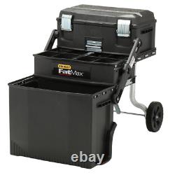 22in Mobile Tool Box 4in1 Cantilever Storage Compartment Wheels Rolling Black
