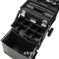 22in Mobile Tool Box 4in1 Cantilever Storage Compartment Wheels Rolling Black