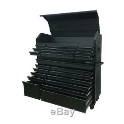 23-Drawer, Deep Combination Tool Chest and Rolling Cabinet Set in Matte Black