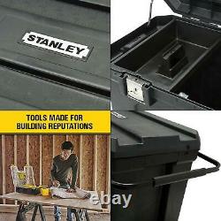23 In. 50 Gallon Mobile Tool Box Portable Stanley Rolling Chest Black Lid D