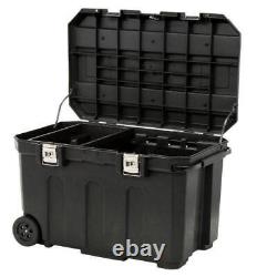 23 In. 50 Gallon Mobile Tool Box Portable Stanley Rolling Chest Black Lid NEW