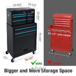 24.5 5-Drawer 2 in 1 Rolling Tool Chest Detachable Storage Cabinet with Wheels