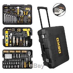 255 Piece Tool Set with Rolling Tool Box Metric Socket Wrench Hand Tool Kit case