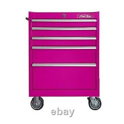 26-Inch 5-Drawer Powder Coated Steel Rolling Cabinet Liners included Pink