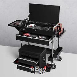 28 Mechanics Tool Cart with Rolling Tool Seat, Lockable Drawers