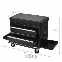 28 Mechanics Tool Cart with Rolling Tool Seat, Lockable Drawers