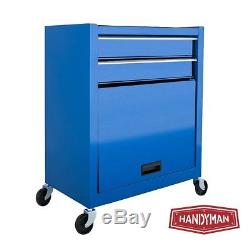2PC Blue Chest Cabinet Storage Cart Wheel Rolling Garage Toolbox Organizer