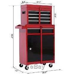 2in1 Rolling Tool Cart Wheeled Storage Cabinet Organizer Drawer Chest