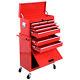 2pc Large Red Portable Rolling Tool Box Locking Storage Chest Cabinet With Wheels