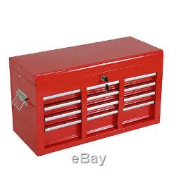 2pc Large Red Portable Rolling Tool Box Locking Storage Chest Cabinet with Wheels