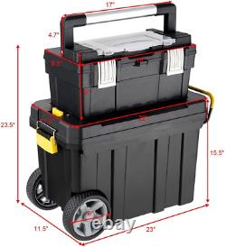2pc Rolling Tool Box Bag Storage Chest Wheels DURABLE Garage Workshop Toolbox