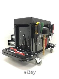 3 Drawer Rolling Tool Chest Cart Utility Garage Toolbox Seat Workshop Cabinet
