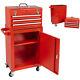 3-drawer Tool Chest 2 In 1 Rolling Tool Box Keyed Lock Steel Storage Cabinet Red