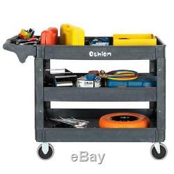 3 Layer Rolling Utility Cart Dolly Tool Storage Shelves Workshop Plastic Trolley