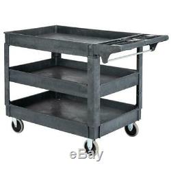 3 Layer Rolling Utility Cart Dolly Tool Storage Shelves Workshop Plastic Trolley