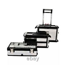 3-Part Mobile Tool Box Chest On Wheels Rolling Storage Box Modular Rolling Tool
