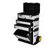 3-part Rolling Tool Box 2-drawer Storage Chest Soft Rubber Wheels